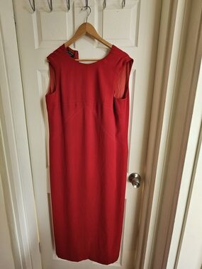 Sleeveless Red Maxi Dress for Women - Classic Straight Silhouette